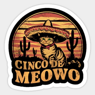 Cinco De Meowo Funny Cinco De Mayo Cat Men Sticker